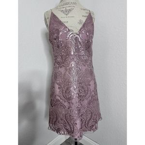 Altard State Women’s Sequin Blush V-Neck Kayann Dress Size M Pink Rose NWOT